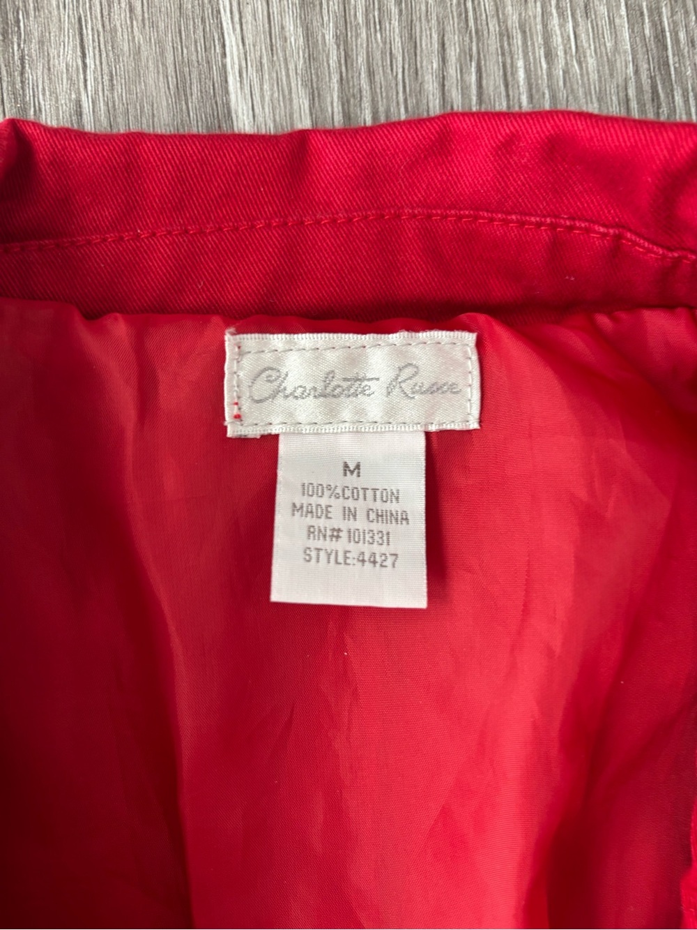 %100 cotton M Charlotte Russe Bright Red Cotton Jacket - Picture 3 of 6